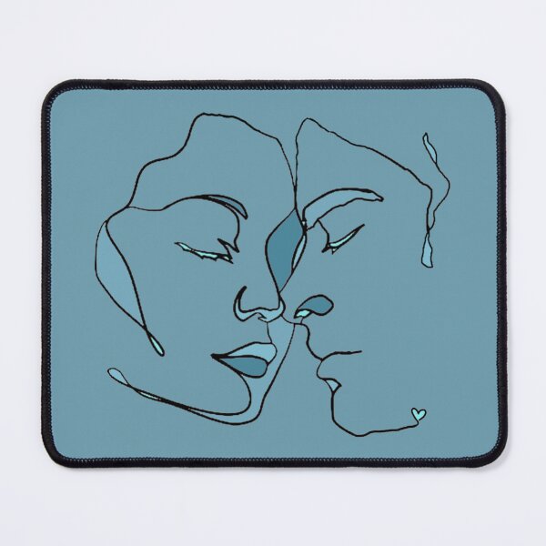 Item preview, Shades Of Blue Black Line Art Couple In Love designed and sold by TrulyEpoque.