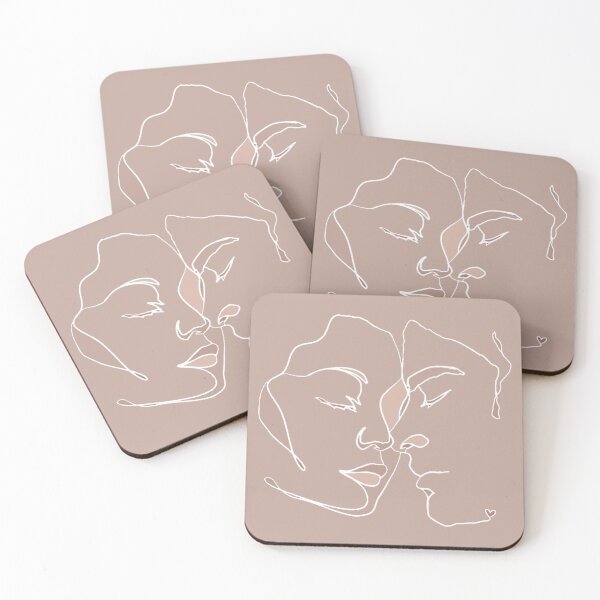 Item preview, Shades Of Beige White Line Art Couple In Love designed and sold by TrulyEpoque.