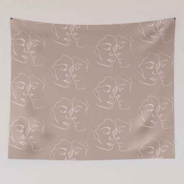 Item preview, Shades Of Beige White Line Art Couple In Love designed and sold by TrulyEpoque.