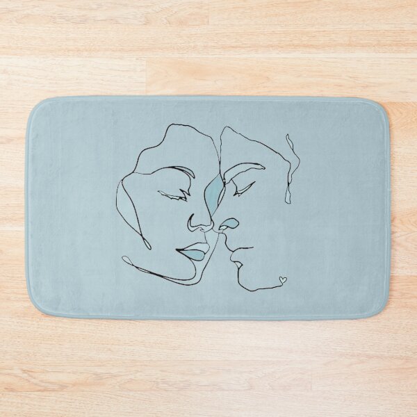 Item preview, Shades Of Pale Blue Black Line Art Couple In Love designed and sold by TrulyEpoque.