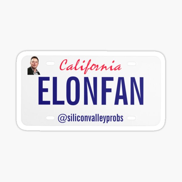 "LICENSE PLATE ELON FAN" Sticker by silvalprobs Redbubble