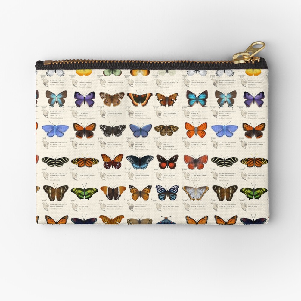 Butterflies of North America Zipper Pouch