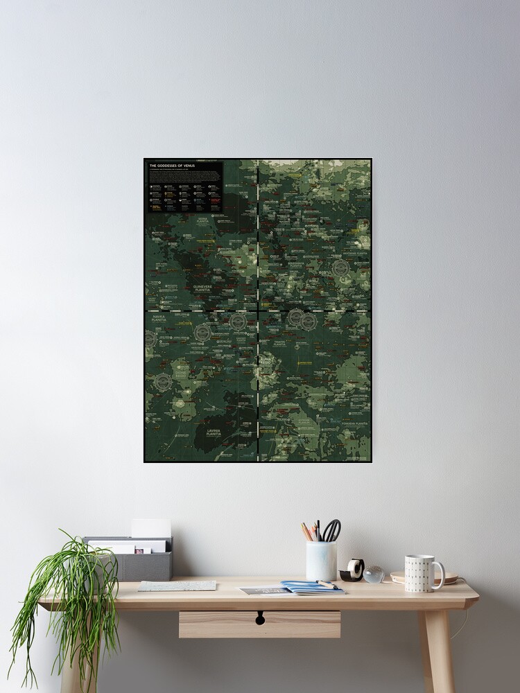 Thumbnail 1 of 3, Poster, Goddesses of Venus: A topographic Map designed and sold by EleanorLutz.