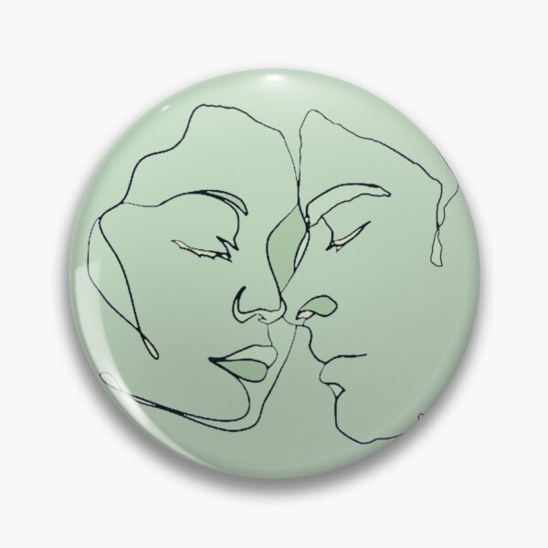 Item preview, Shades Of Pale Green Black Line Art Couple In Love designed and sold by TrulyEpoque.
