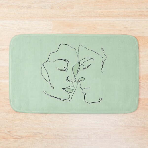 Item preview, Shades Of Pale Green Black Line Art Couple In Love designed and sold by TrulyEpoque.