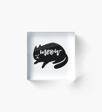 Black Cat Meow Acrylic Block