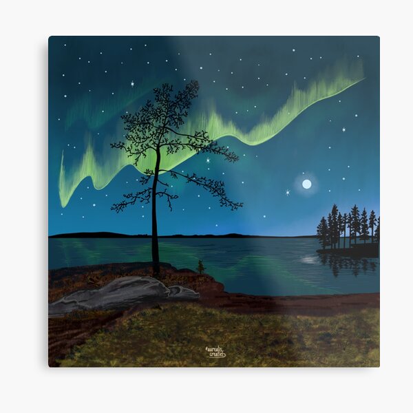 First glimmer of the Northern Lights - Autumn in Lapland Metal Print