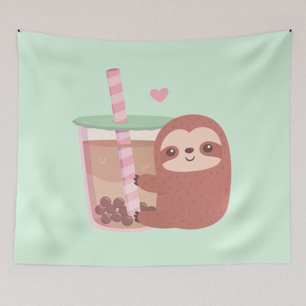 Item preview, Cute Sloth Loves Boba Tea designed and sold by rustydoodle.