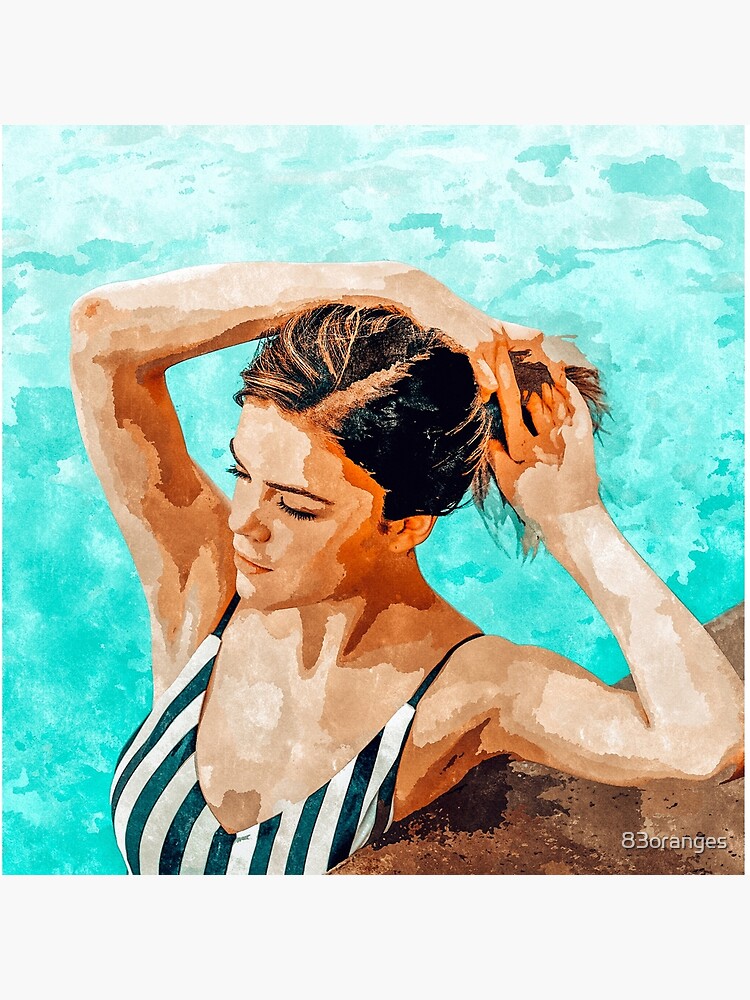 Simulacrum, Modern Bohemian Woman Swim, Summer Swimming Pool Fashion Watercolor  Painting Art Board Print for Sale by 83oranges