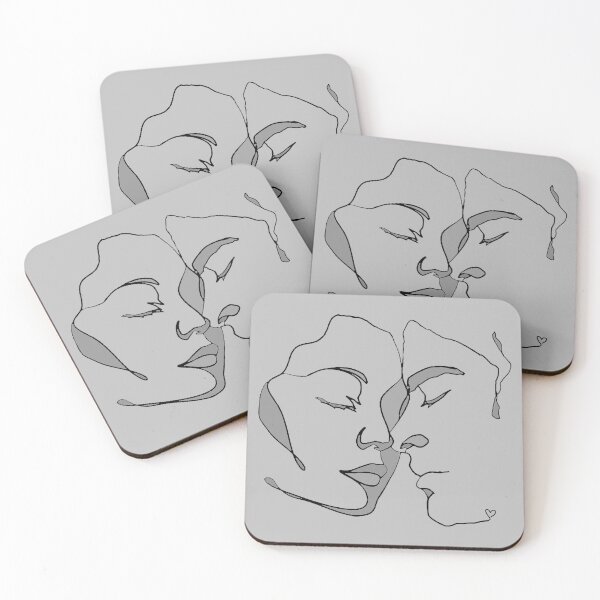 Item preview, Shades Of Light Grey Black Line Art Couple In Love designed and sold by TrulyEpoque.