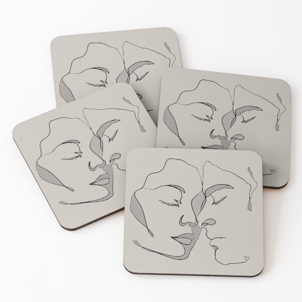 Item preview, Shades Of Taupe Black Line Art Couple In Love designed and sold by TrulyEpoque.