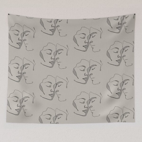 Item preview, Shades Of Taupe Black Line Art Couple In Love designed and sold by TrulyEpoque.
