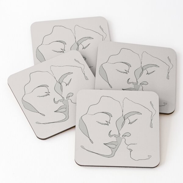 Item preview, Shades Of Light Taupe Black Line Art Couple In Love designed and sold by TrulyEpoque.
