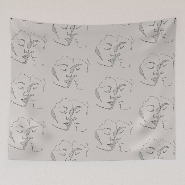 Item preview, Shades Of Light Taupe Black Line Art Couple In Love designed and sold by TrulyEpoque.
