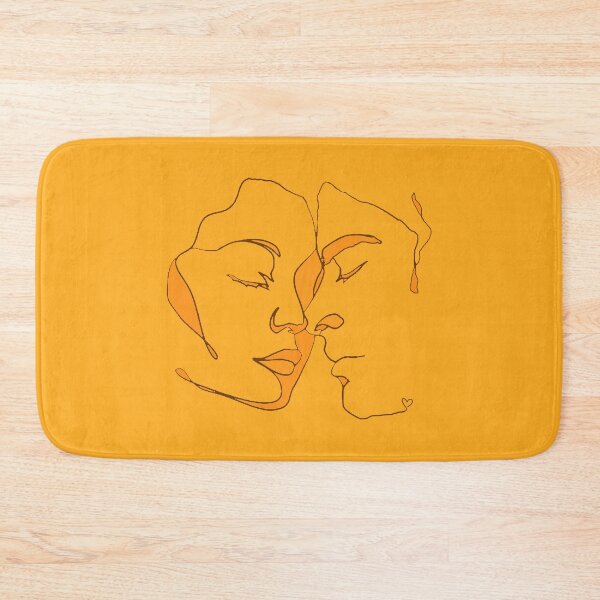 Item preview, Shades Of Bright Orange Line Art Couple In Love designed and sold by TrulyEpoque.