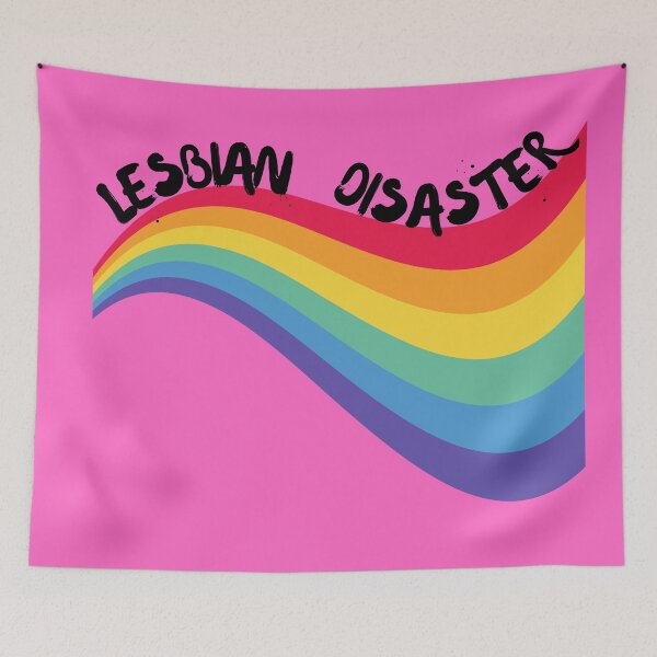Item preview, Lesbian Disaster Curved Rainbow For Pride Month In Pink designed and sold by LuckyKermit.