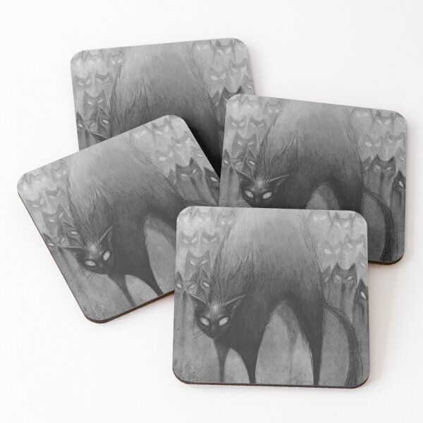 Item preview, All together - Creepy cat artwork in charcoal designed and sold by Katie Beardmore.