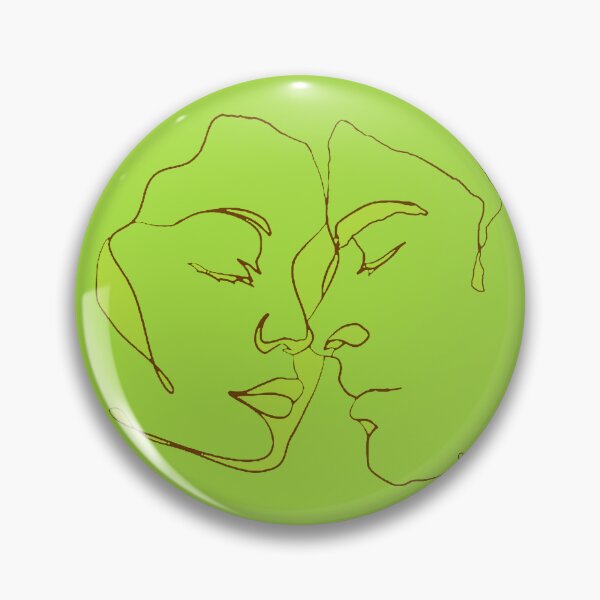 Item preview, Shades Of Bright Green Line Art Couple In Love designed and sold by TrulyEpoque.