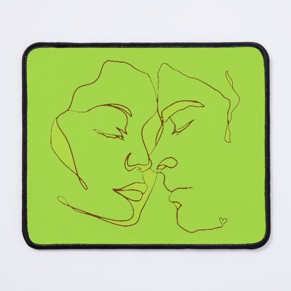 Item preview, Shades Of Bright Green Line Art Couple In Love designed and sold by TrulyEpoque.