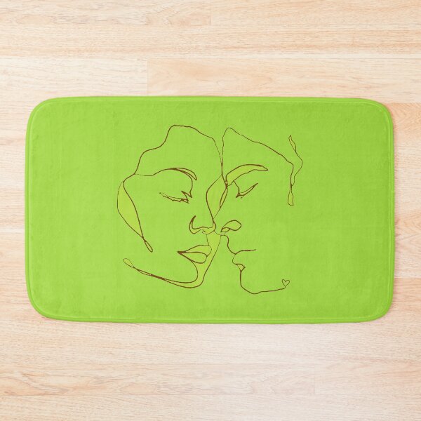 Item preview, Shades Of Bright Green Line Art Couple In Love designed and sold by TrulyEpoque.