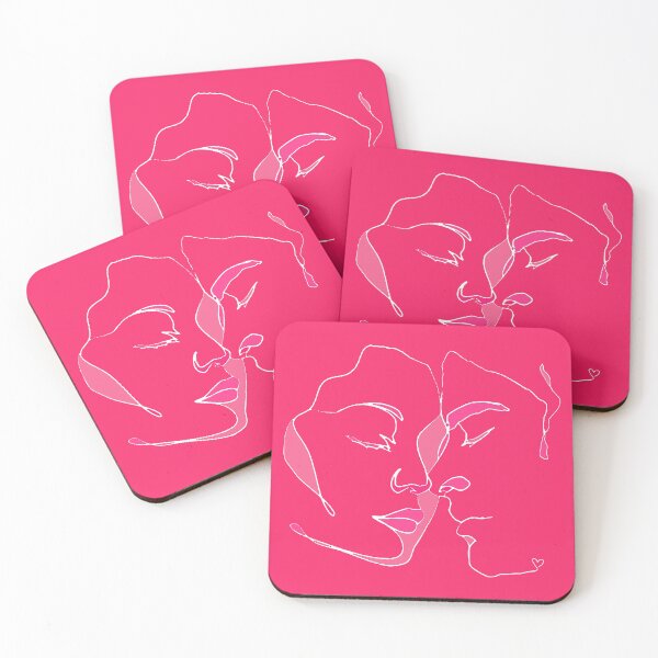 Item preview, Shades Of Bright Pink Line Art Couple In Love designed and sold by TrulyEpoque.