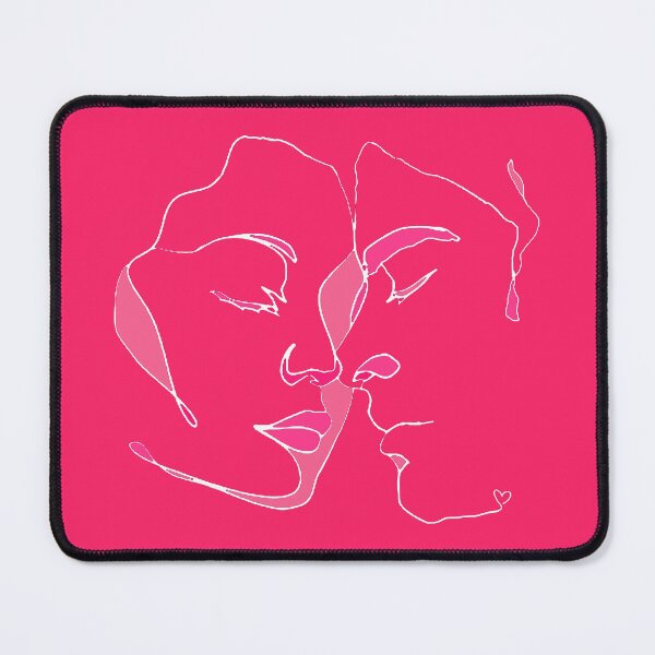 Item preview, Shades Of Bright Pink Line Art Couple In Love designed and sold by TrulyEpoque.