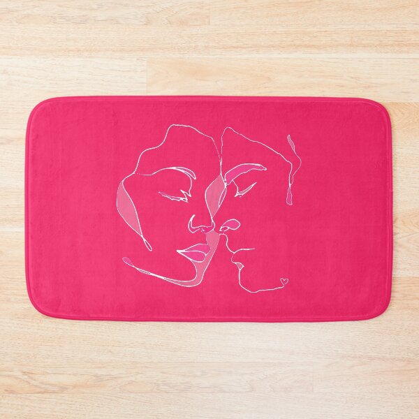 Item preview, Shades Of Bright Pink Line Art Couple In Love designed and sold by TrulyEpoque.