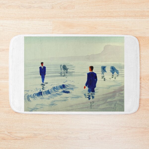 Item preview, Surreal seascape painting with business men in water and belted galloway cattle designed and sold by MikeJory.