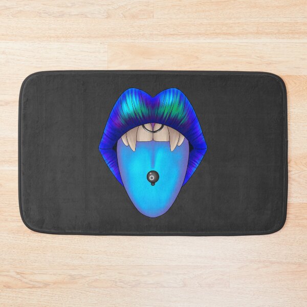 Item preview, Blue Lipstick Vampire Teeth Tongue Sticking Out Design Version 4 designed and sold by JaxNaBox.