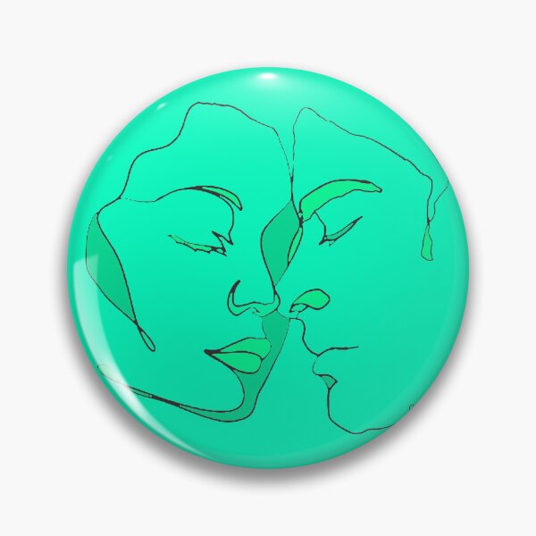 Item preview, Shades Of Bright Turquoise Line Art Couple In Love designed and sold by TrulyEpoque.