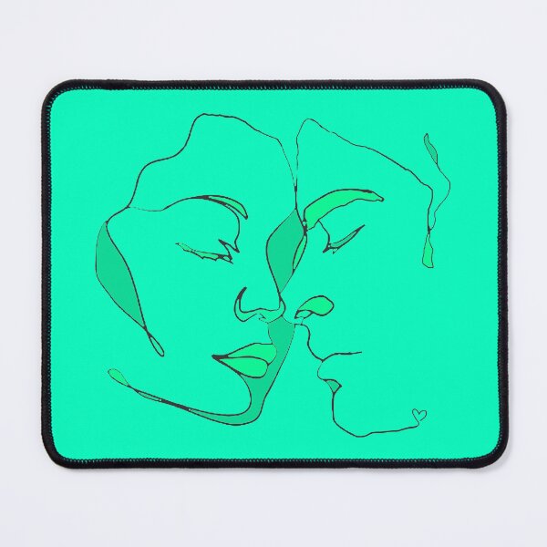Item preview, Shades Of Bright Turquoise Line Art Couple In Love designed and sold by TrulyEpoque.
