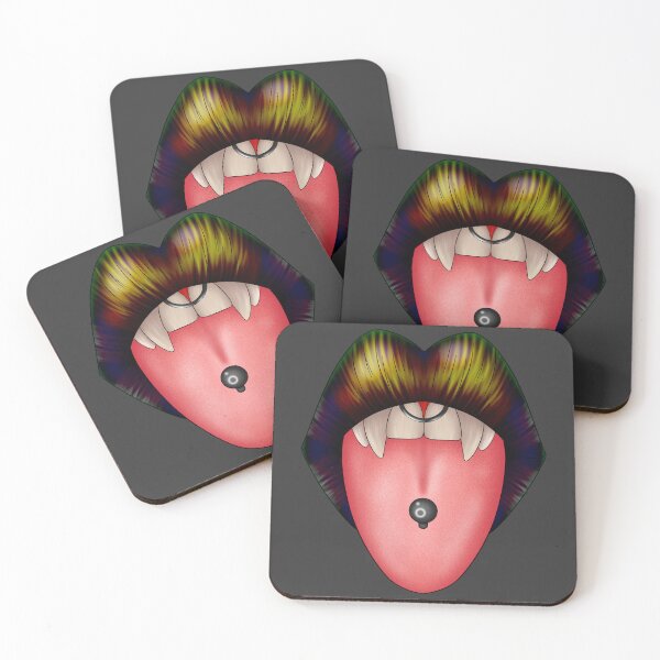 Item preview, Brown Lipstick Vampire Teeth Tongue Sticking Out Design Version 5 designed and sold by JaxNaBox.