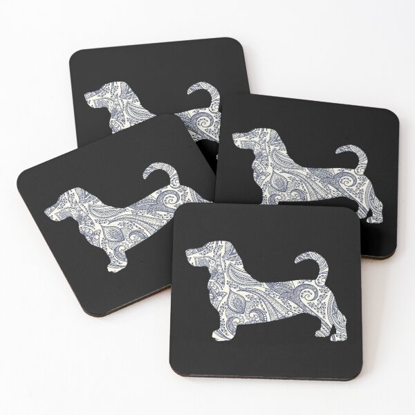 Item preview, Basset Hound Paisley en azul oscuro designed and sold by ODINDISA.