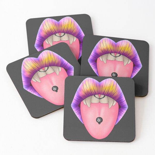 Item preview, Pastel Lipstick Vampire Teeth Tongue Sticking Out Design Version 6 designed and sold by JaxNaBox.