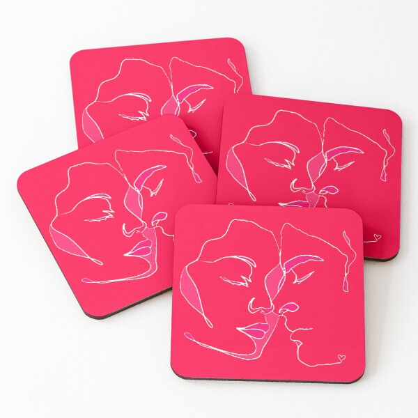 Item preview, Shades Of Bright Red Line Art Couple In Love designed and sold by TrulyEpoque.