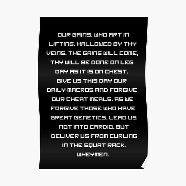 "WEIGHT LIFTERS PRAYER" Poster by antipatic Redbubble