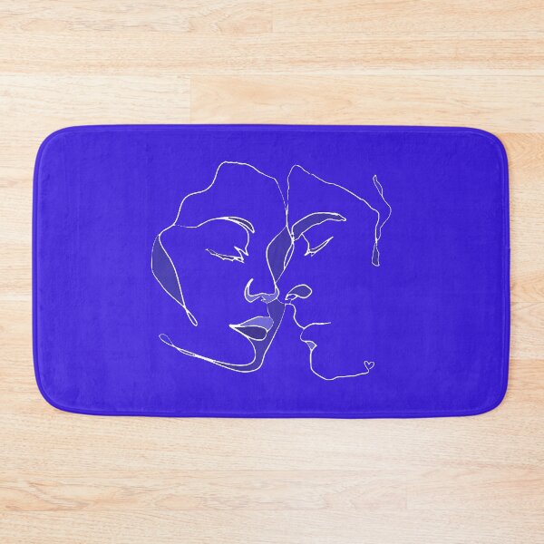 Item preview, Shades Of Bright Blue Line Art Couple In Love designed and sold by TrulyEpoque.