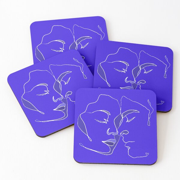 Item preview, Shades Of Bright Blue Line Art Couple In Love designed and sold by TrulyEpoque.