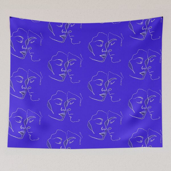 Item preview, Shades Of Bright Blue Line Art Couple In Love designed and sold by TrulyEpoque.