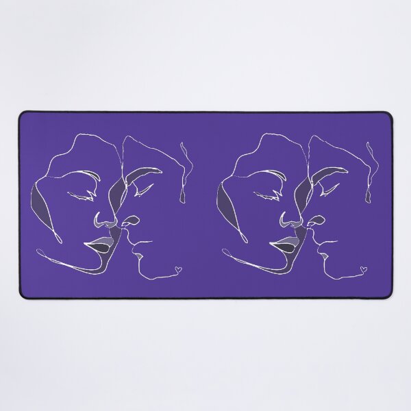Item preview, Shades Of Dark Blue Line Art Couple In Love designed and sold by TrulyEpoque.