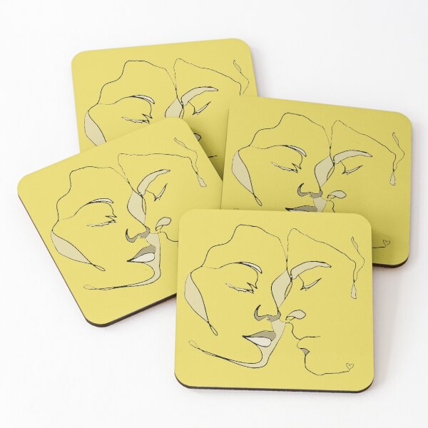 Item preview, Shades Of Yellow Line Art Couple In Love designed and sold by TrulyEpoque.