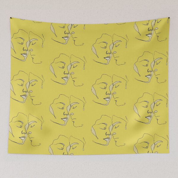 Item preview, Shades Of Yellow Line Art Couple In Love designed and sold by TrulyEpoque.