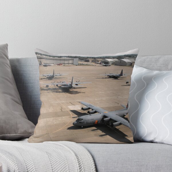 Item preview, C-130 Hercules aircraft stationed at an airbase. designed and sold by StocktrekImages.