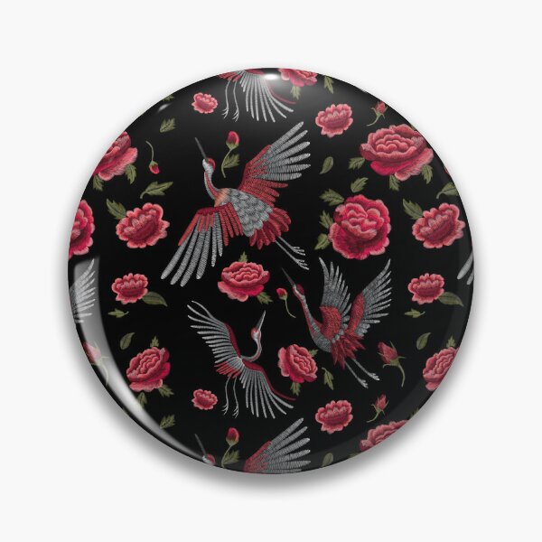 Aperçu de l'œuvre Modèle sans couture grue oiseaux et roses créée et vendue par CreativeMagi.