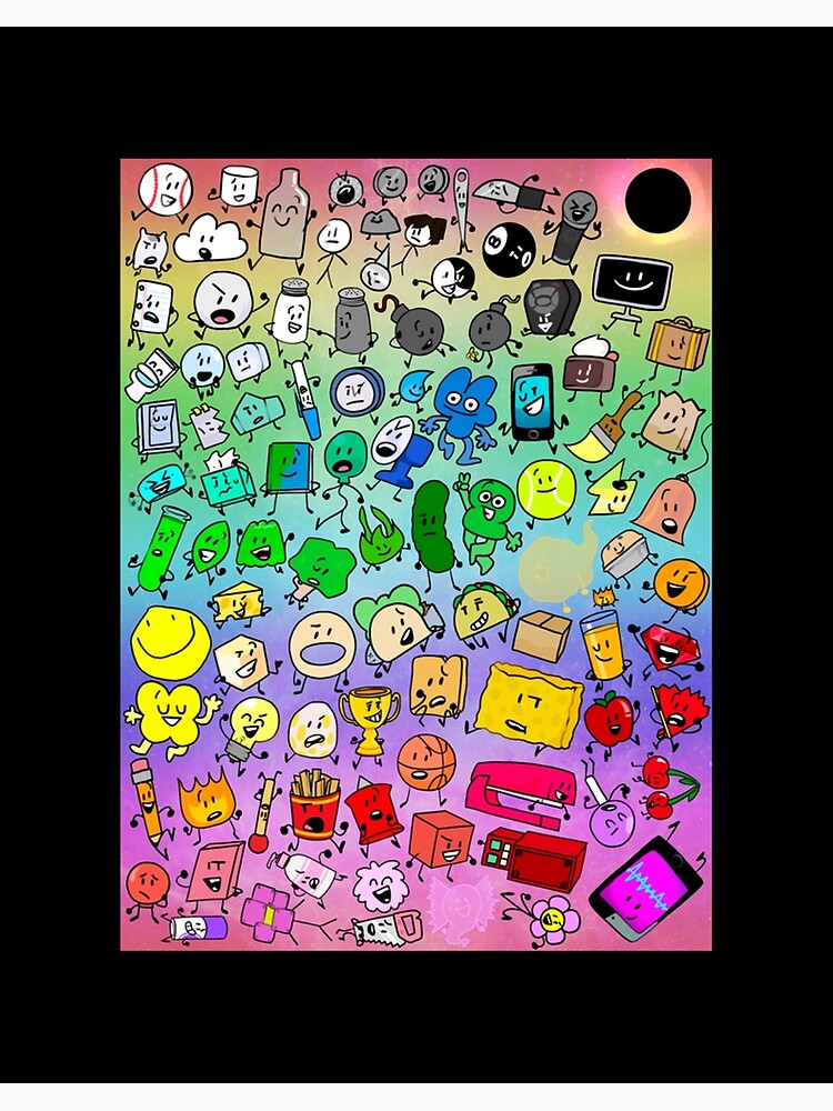 BFDI All Characters (Transparent) | Art Board Print