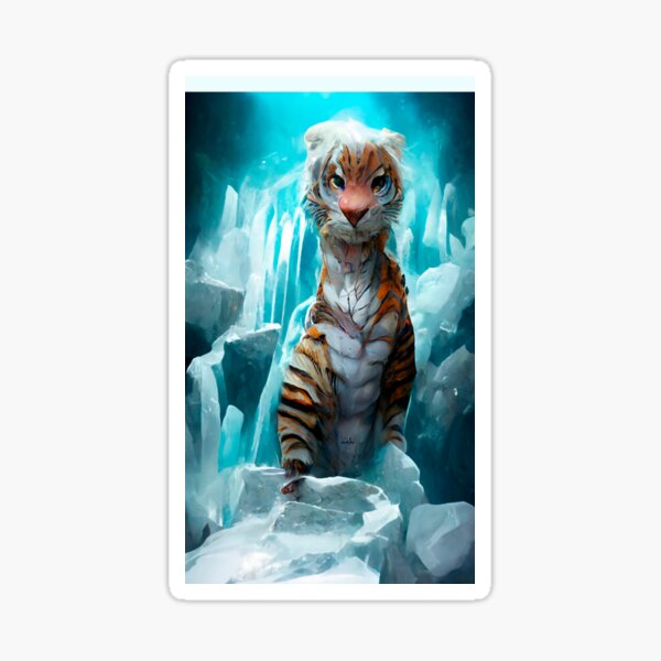 Royal surrealistic abstract tiger. Growling tiger watching his prey. Sticker