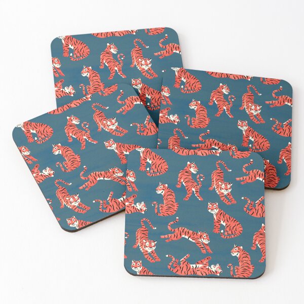 Item preview, Simple Tiger Illustration - Coral and Navy designed and sold by TigaTiga.