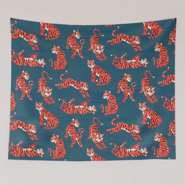 Item preview, Simple Tiger Illustration - Coral and Navy designed and sold by TigaTiga.