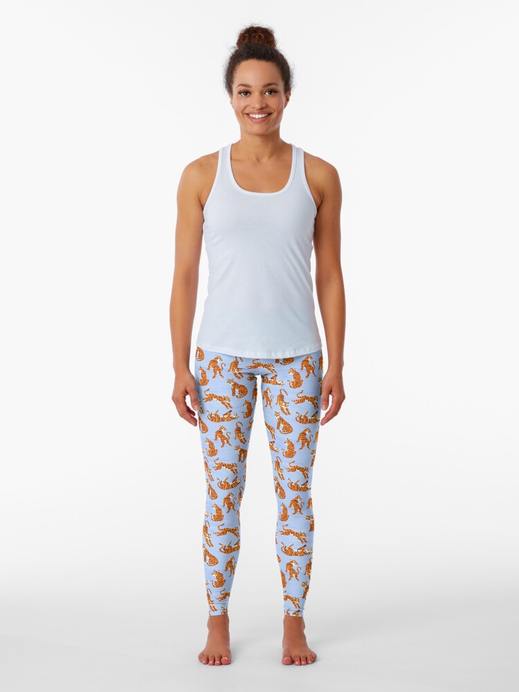 Simple Tiger Illustration - Lilac and Orange  Leggings for Sale by TigaTiga