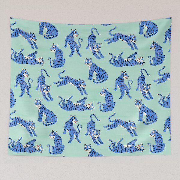 Item preview, Simple Tiger Illustration - Mint and Blue  designed and sold by TigaTiga.